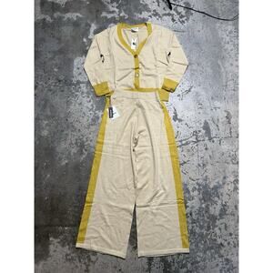 Callahan Knitwear Women’s Cardigan And Pants Set Yellow Size S NWT $178 Loose‎